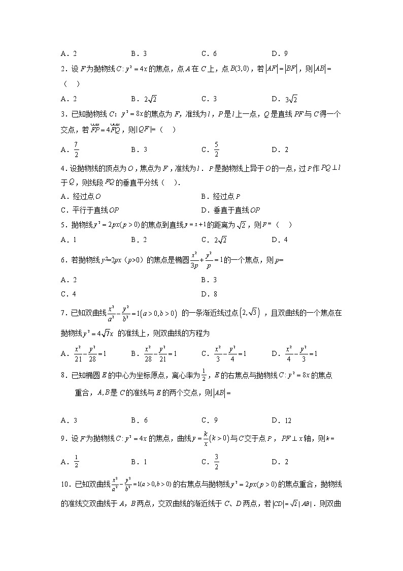 重难点27  抛物线—2023年高考数学【热点·重点·难点】专练（全国通用）（原卷版）02