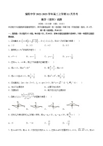 2022-2023学年四川省绵阳中学高三上学期11月月考理科数学试题（word版）