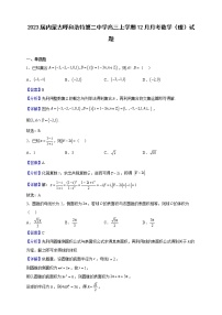 2023届内蒙古呼和浩特第二中学高三上学期12月月考数学（理）试题（解析版）