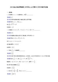 2023届上海市曹杨第二中学高三上学期10月月考数学试题（解析版）