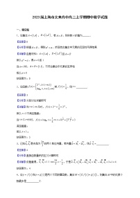 2023届上海市文来高中高三上学期期中数学试题（解析版）