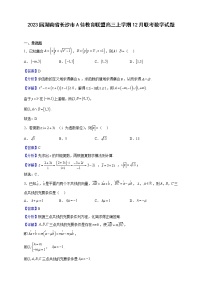 2023届湖南省长沙市A佳教育联盟高三上学期12月联考数学试题（解析版）