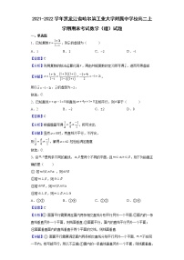 2021-2022学年黑龙江省哈尔滨工业大学附属中学校高二上学期期末考试数学（理）试题（解析版）