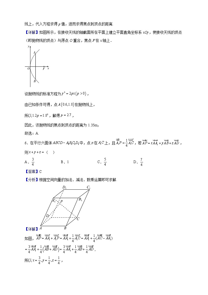 2021-2022学年陕西省商洛市高二上学期期末数学（理）试题（解析版）03