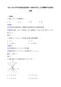 2022-2023学年甘肃省永昌县第一高级中学高二上学期期中考试数学试题（解析版）