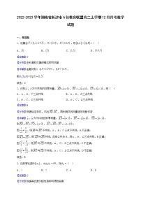 2022-2023学年湖南省长沙市A佳教育联盟高二上学期12月月考数学试题（解析版）