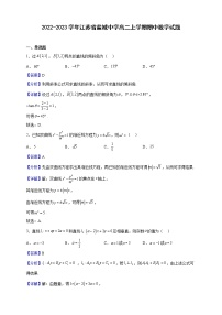 2022-2023学年江苏省盐城中学高二上学期期中数学试题（解析版）