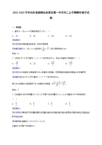 2022-2023学年山东省淄博市沂源县第一中学高二上学期期中数学试题（解析版）