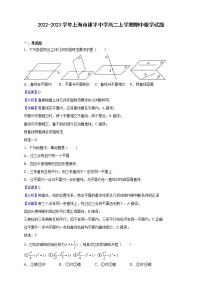 2022-2023学年上海市建平中学高二上学期期中数学试题（解析版）