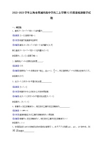 2022-2023学年上海市青浦高级中学高二上学期12月质量检测数学试题（解析版）