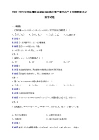 2022-2023学年新疆维吾尔自治区喀什第二中学高二上学期期中考试数学试题（解析版）