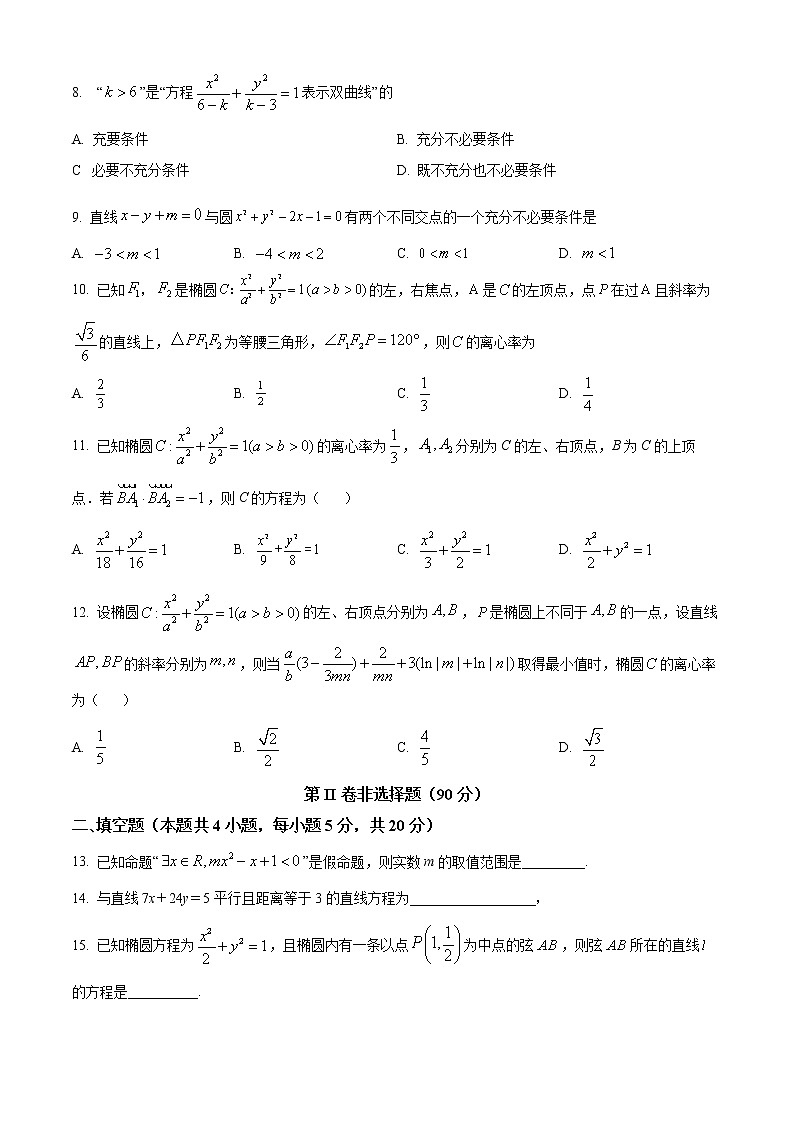四川省凉山州冕宁中学2022-2023学年高二上学期12月月考数学试题无答案第2页