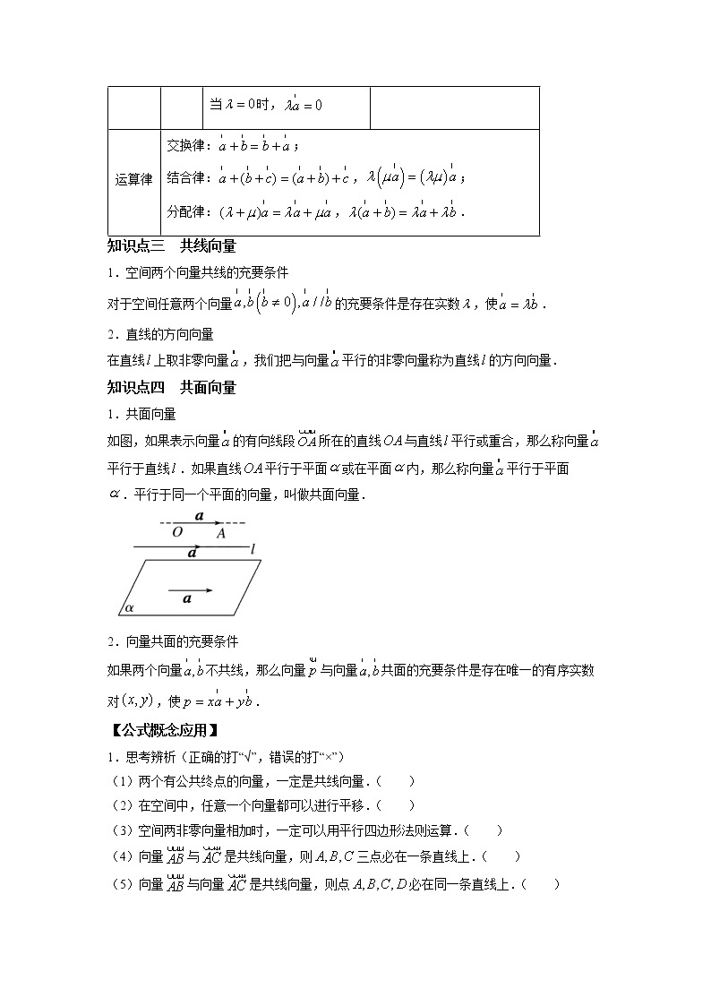 第一章+第一课时+1.1.1+空间向量及其线性运算+课前-高中数学人教A版（2019）选择性必修第一册课前课中课后同步试题精编02