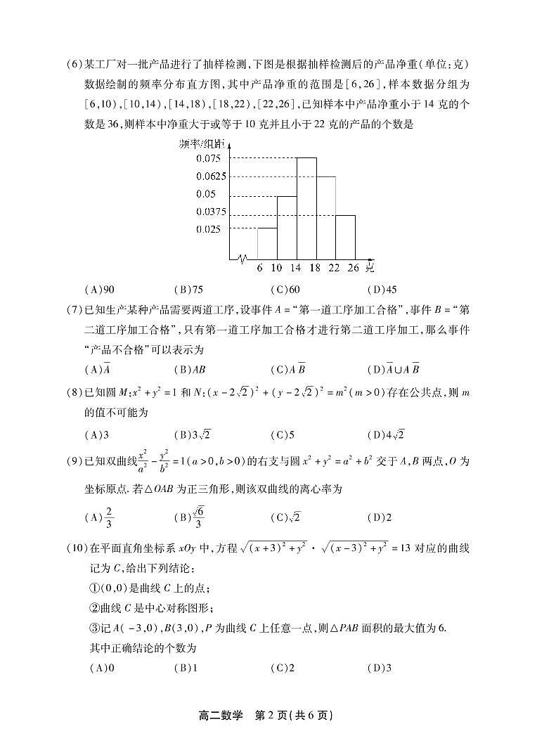 北京市丰台区 2022—2023 学年度高二第一学期期末数学试题及答案第2页