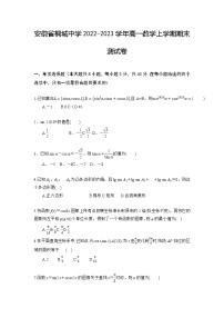 安徽省桐城中学2022-2023学年高一数学上学期期末考试卷（Word版附解析）