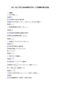 2021-2022学年上海市曹杨中学高一上学期期中数学试题（解析版）