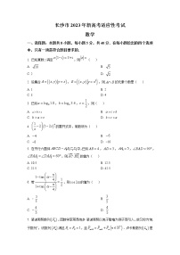 湖南省长沙市2023届高三上学期新高考适应性考试数学试题（原卷版）