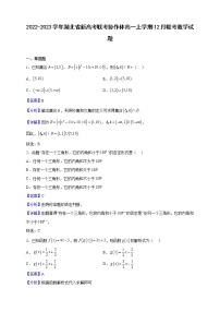2022-2023学年湖北省新高考联考协作体高一上学期12月联考数学试题（解析版）