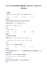 2022-2023学年山东省泰安市肥城市第一高级中学高一上学期12月月考数学试题（解析版）