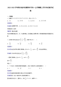 2022-2023学年四川省泸县第四中学高一上学期第三学月考试数学试题（解析版）