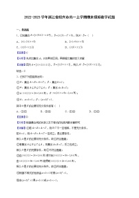 2022-2023学年浙江省绍兴市高一上学期期末模拟数学试题（解析版）
