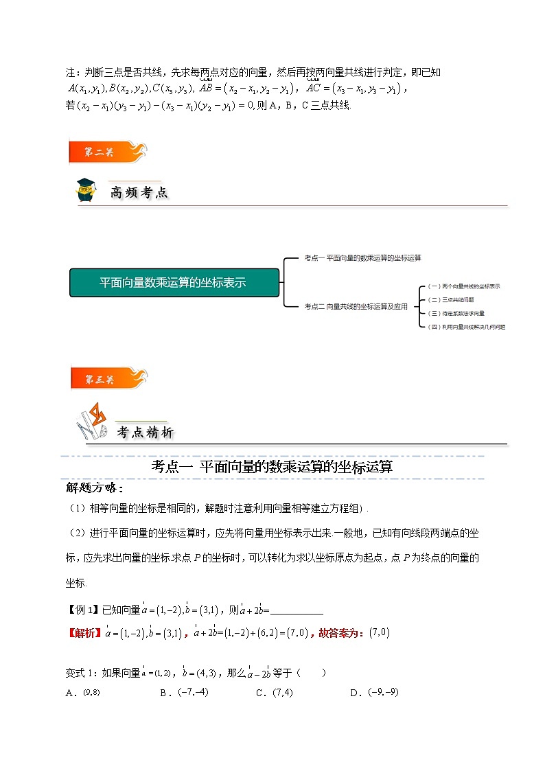 第08讲 平面向量数乘运算的坐标表示 -高一数学下学期考点精讲+精练(人教A版2019必修第二册)02