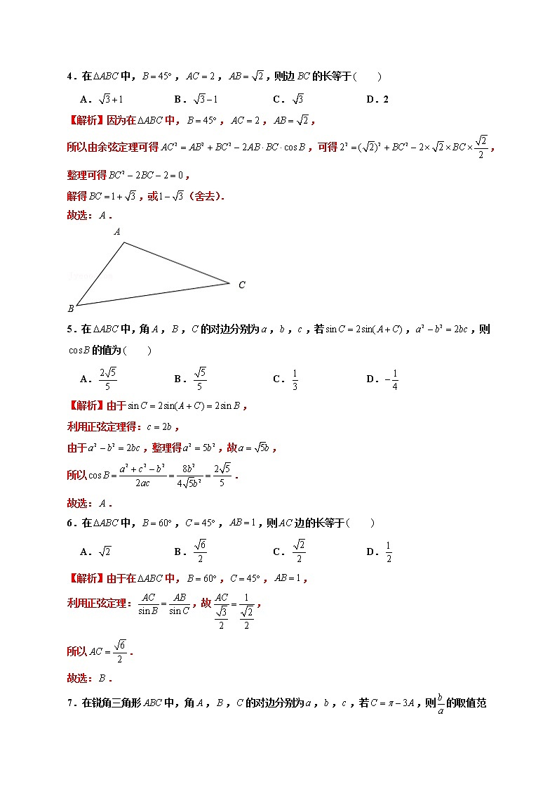 第12练 正弦定理 -高一数学下学期考点精讲+精练(人教A版2019必修第二册)（解析版） 第2页