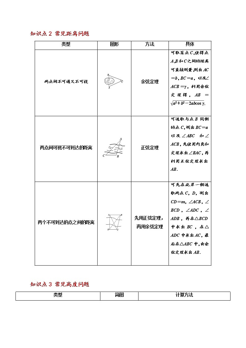 第13讲 余弦定理、正弦定理的应用举例 -高一数学下学期考点精讲+精练(人教A版2019必修第二册)02