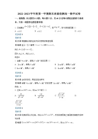 湖北省武汉市江岸区2022-2023学年高一数学上学期期末试题（Word版附解析）