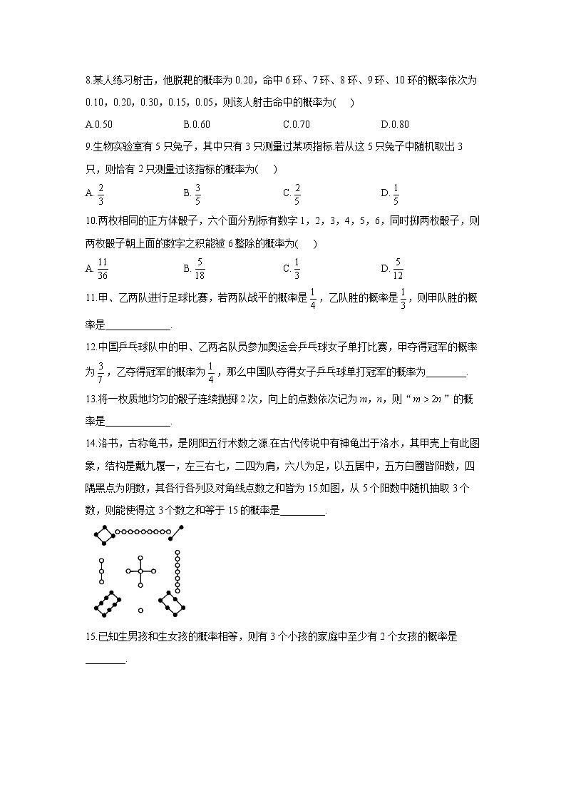 2023年高考数学二轮复习重点基础练习：专题十四 考点41 随机事件的概率、古典概型（B卷）第2页