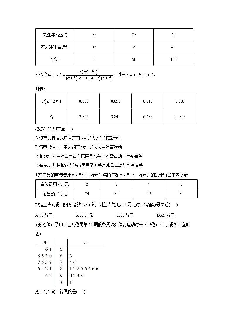 2023年高考数学二轮复习重点基础练习：专题十五 统计与统计案例 综合练习（B卷）第2页