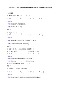 2021-2022学年安徽省合肥市五校联考高一上学期期末数学试题（解析版）