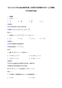 2022-2023学年北京市朝阳区第二外国语学院附属中学高一上学期期中考试数学试题（解析版）