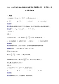 2022-2023学年安徽省芜湖市安徽师范大学附属中学高一上学期12月月考数学试题（解析版）