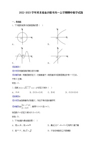2022-2023学年河北省金大联考高一上学期期中数学试题（解析版）