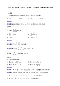 2022-2023学年黑龙江省佳木斯市第二中学高一上学期期中数学试题（解析版）