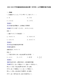 2022-2023学年湖南省株洲市攸县第一中学高一上学期期中数学试题（解析版）