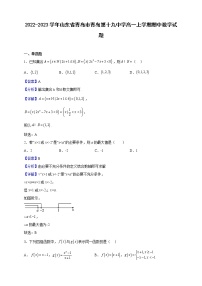 2022-2023学年山东省青岛市青岛第十九中学高一上学期期中数学试题（解析版）