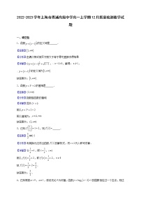 2022-2023学年上海市青浦高级中学高一上学期12月质量检测数学试题（解析版）