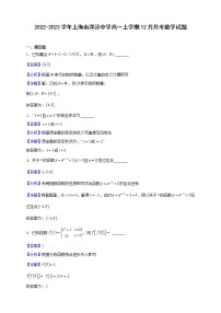 2022-2023学年上海市洋泾中学高一上学期12月月考数学试题（解析版）