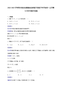 2022-2023学年四川省凉山彝族自治州冕宁县冕宁中学校高一上学期12月月考数学试题（解析版）
