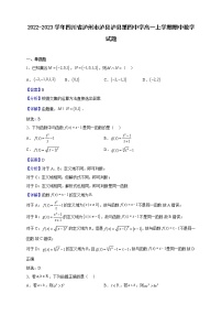 2022-2023学年四川省泸州市泸县泸县第四中学高一上学期期中数学试题（解析版）