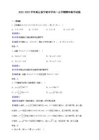 2022-2023学年浙江省宁波中学高一上学期期中数学试题（解析版）