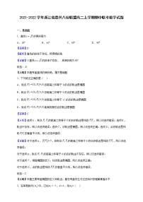 2021-2022学年浙江省嘉兴八校联盟高二上学期期中联考数学试题（解析版）