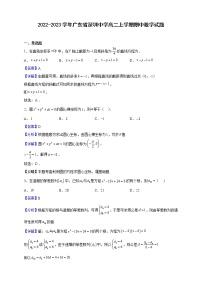 2022-2023学年广东省深圳中学高二上学期期中数学试题（解析版）