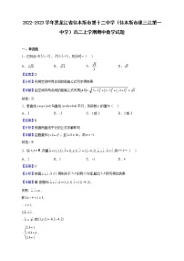 2022-2023学年黑龙江省佳木斯市第十二中学（佳木斯市建三江第一中学）高二上学期期中数学试题（解析版）