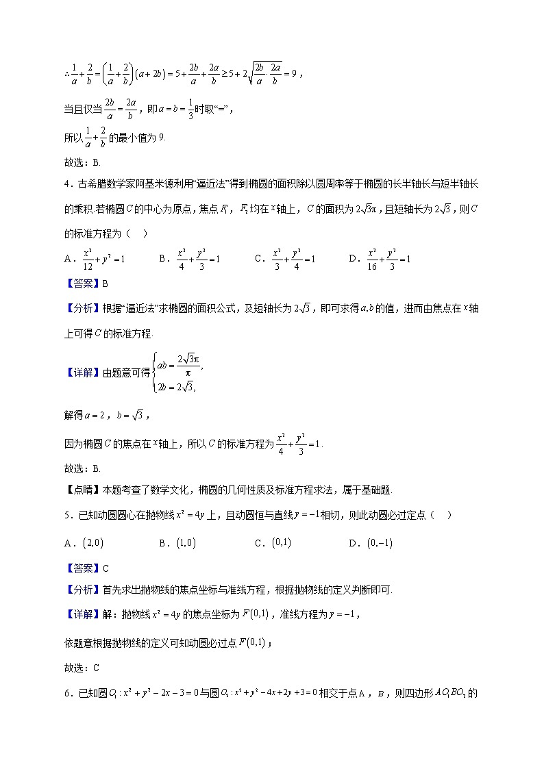 2022-2023学年江西省南昌市南昌县莲塘一中高二上学期10月月考数学试题（解析版）02