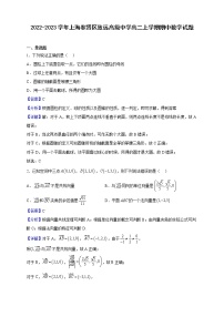 2022-2023学年上海奉贤区致远高级中学高二上学期期中数学试题（解析版）