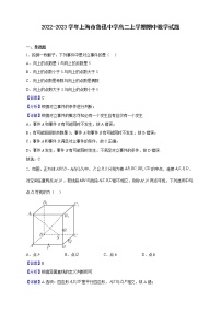 2022-2023学年上海市鲁迅中学高二上学期期中数学试题（解析版）