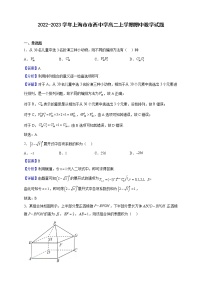 2022-2023学年上海市市西中学高二上学期期中数学试题（解析版）